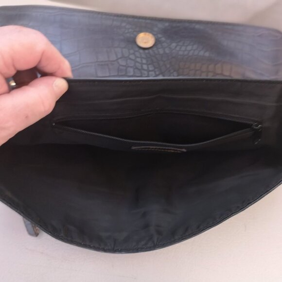 Aldo Ladies Navy Reptile Pattern Chain Strap Crossbody or Clutch Purse - Picture 7 of 11